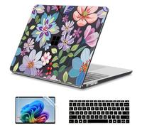 Teryeefi Case for 13 inch Microsoft Surface Laptop Copilot+ PC 2025 Model 2095, Floral Protective Hard Shell with Keyboard Cover Screen Protector, Cute Flower