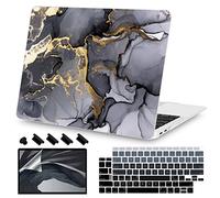 Teryeefi Compatible with 2018 2019 2020 MacBook Air 13 inch Apple Laptop Case M1 Chip A2337 A2179 A1932 Retina Display Touch ID, Plastic Hard Shell & Keyboard Cover & Screen Protector, Gray Marble