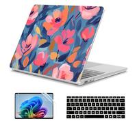 Teryeefi Floral Case for 13 inch Microsoft Surface Laptop Copilot+ PC 2025 Model 2095, Lightweight Protective Fashion Hard Shell with Keyboard Cover Screen Protector, Pretty Flower