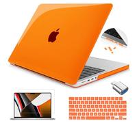 Teryeefi Newest for MacBook Pro 14 Inch case 2021 Release Model A2442, Plastic Hard Shell Case with Keyboard Skin & Screen Protector Compatible with MacBook case 14 Inch M1 Pro with Touch ID, Orange