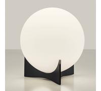 Terzani table lamp Oscar, black, Ø 20 cm, opal glass