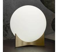 Terzani table lamp Oscar, brass-coloured, Ø 20 cm, opal glass
