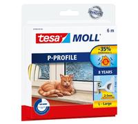 Tesa 05390 - 00110 - 00 Rubber Seal for Doors and Windows, P Profile, White, Colour: White