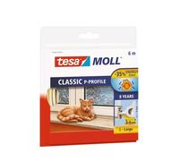 tesa INSULATION Weatherstrip Rubber L - Rubber Seal - Self-adhesive Seal for Insulating gaps on windows and doors - Brown - 6 m x 9 mm x 5.5 mm