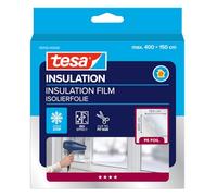 tesa 05432 Insulating Film for Windows, Transparent 4m x 1.5m (max) | Transparent Thermal Film for Thermal Insulation on Windows, for Cold Protection Indoors - Practical Adhesive Tape Included