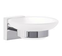 tesa 40310-00000-00 MOON soap tray silver/white satin no-drill mount
