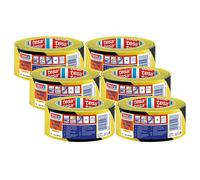 tesa 4169 Floor Marking - Pack of 6 - PVC Floor Marking Tape for Indoor and Outdoor Use - Marking Tape for Sensitive and Rough Floor Surfaces - 33 m x 5 cm, Black/Yellow