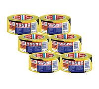 tesa 4169 Floor Marking - Pack of 6 - PVC Floor Marking Tape for Labelling, for Indoor and Outdoor Use - Marking Tape for Sensitive and Rough Floor Surfaces - 33 m x 5 cm Each - Yellow