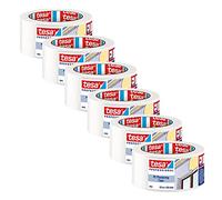 tesa 4845 PE Outdoor Plastering Tape - White - 6 Rolls - 33 m x 50 mm | Cold-resistant masking strip for plastering and painting - suitable for covering surfaces at low temperatures