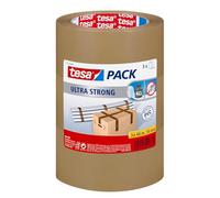 tesa 51124-00008-01 Packing Tape Ultra Strong PVC Packaging Tape for Heavy Parcels and Boxes, Brown, 66 m x 50 mm, Pack of 3