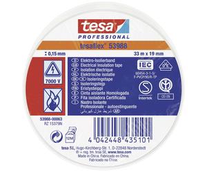 tesa 53988-00143-00 tesaflex Electrical Tape white 10m x 19mm 1 pc