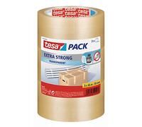 tesa 57249-00003-01 Extra Strong PVC Packing Tape for Packing Heavy Parcels and Boxes, Clear, 3 Pack, 66 m x 50 mm