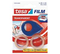 tesa 57599 Ergonomic Mini Hand Dispenser Small with Metal Blade for Optimal Cuts for Tesafilm Tape 19 mm x 10 m Transparent