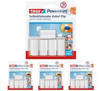tesa 58035 Cable-Clip with Self Adhesive and Removable Powerstrips (5 Clips) (Pack of 4)