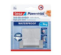 Tesa 59710 - 00002 - 00 Double, Water Resistant Hook (Steel) + 2 Adhesive Strips + Cleaning Cloth