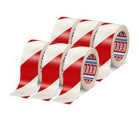 tesa 60760 Temporary Floor Marking Tape - 6 Rolls - Red/White 33 m x 50 mm