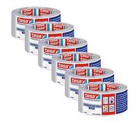 tesa 63652 Extra-Strong Aluminium Foil Tape - 6 Rolls - 25 m x 50 mm | Moisture- and Temperature-Resistant Aluminium Tape with Liner and 50 µm Foil - Ideal for Metallic Surfaces, Ducts and Gutters