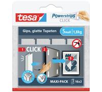 tesa Powerstrips Click Medium - 4 Packs of 2 | Adhesive Pads to Attach and Remove Picture Frames and Wall Decorations - Featuring the ON and OFF Click System