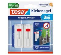 tesa 77764-00002-00 Removable Adjustable Adhesive Nail for Tiles, Metal and Smooth surfaces, White
