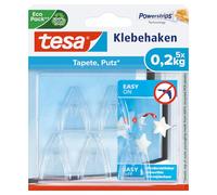 tesa Adhesive Hooks for Transparent Surfaces and Glass - 1 Pack of 5 Hooks | Transparent Adhesive Hooks for Glass - Holding Capacity of 200 g per Hook - To Fix to Transparent Surfaces without Drilling