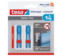tesa adhesive nail canvas - wallpaper & plaster - adjust. height - self-adh. nail - canvas & stretcher frame - adh. strength 1kg/nail - remov. w/out trace
