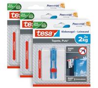 tesa 77779 Lot de 3 papiers peints et plâtre à ongles adhésifs 3 x Nail Art Wallpaper Adhesive and Plaster, White, 6 x 2,0kg