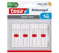 tesa Powerstrips Verstelbare kleefspijker voor behang en pleisterwerk, zelfklevende Nagel 1 kg - 4 Nägel wit