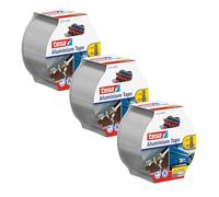 tesa Aluminium Adhesive Tape - 3-Pack - Self-Adhesive Aluminium Tape for Repairs of Metallic Surfaces - 3X 10 m x 50 mm
