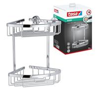 tesa Aluxx Bathroom Corner Shelf, high Gloss Chromed Aluminum, self-Adhesive, Adhesive mounting Technology, 260mm x 163mm x 170mm