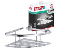 tesa Aluxx Corner Shower Caddy, high Gloss Chromed Aluminum, self-Adhesive, Adhesive mounting Technology, 92mm x 250mm x 125mm