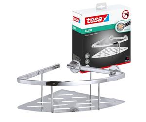 tesa Aluxx Corner Shower Caddy, high Gloss Chromed Aluminum, self-Adhesive, Adhesive mounting Technology, 92mm x 250mm x 125mm