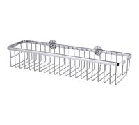 tesa Aluxx Wide Shower Storage Basket, high Gloss Chromed Aluminum, self-Adhesive, Adhesive mounting Technology, 92mm x 450mm x 125mm