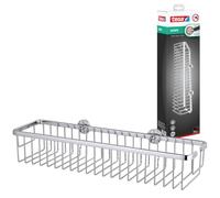 tesa Aluxx Wide Shower Storage Basket, high Gloss Chromed Aluminum, self-Adhesive, Adhesive mounting Technology, 92mm x 450mm x 125mm