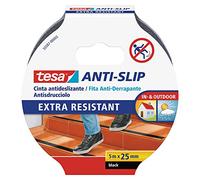 tesa Anti-Slip Safety Tape for Stairs - Black - 5 m x 25 mm | Robust, strong-grip strip for indoor and outdoor use - suitable for stairs, ladders and smooth floors