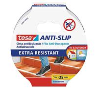 tesa Anti-Slip Safety Tape for Stairs - Transparent - 5 m x 25 mm | Robust, strong-grip strip for indoor and outdoor use - suitable for stairs, ladders and smooth floors