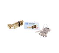 Tesa Assa Abloy, T75B3535L Security Cylinder T70 Long Cam Key Button 35 x 35 mm, Brass Finish, 35x35 mm