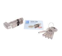 Tesa Assa Abloy T75B3535N T70 Locking Cylinder with Long cam, Nickel-Plated, 35x35 mm