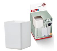 tesa Baboo Bathroom Organiser without lid, matt-white - Square storage box for wall mounting without drilling, incl. tesa Powerstrips Waterproof Strips XL - 86 mm x 110 mm x 80 mm