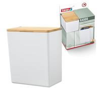 tesa Baboo L Bathroom Organiser with lid, matt-white - Square storage box, for wall mounting without drilling, incl. tesa Powerstrips Waterproof Strips XL - 182 mm x 210 mm x 102 mm