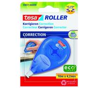 tesa CORRECTION ROLLER Single-Use - Correction Tape - 10 m x 4.2 mm | Precision tape - writable immediately - ergonomic with automatic tensioning - for right- and left-handers