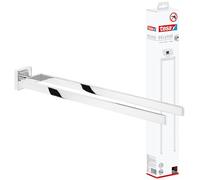 tesa DELUXXE Double Towel Holder - Wall-Mounted, Stainless-Steel Towel Holder with Two Swivel Arms - waterproof, incl. Power.Kit Adhesive Solution - 50mm x 72mm x 450mm