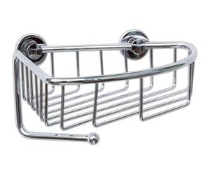 tesa® Draad Corner Shower Caddy - Self-adhesive, High-Gloss Chromed Brass Corner Shower Basket - Drill-free with tesa® Power.Kit Adhesive Mounting Technology - 130 mm x 210 mm x 220 mm