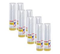 tesa Easy Cover 4365 Precision - Pack of 8 - Painter's Film with Painter's Tape for Masking and Covering during Painting - 2-in-1 Masking Tape with Film - Transparent - 33 m x 2.1 m Each