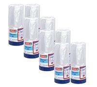 tesa Easy Cover 4369 UV - Pack of 8 - Painter's Film with Fabric Tape for Masking and Covering Outdoor Use - 2-in-1 Masking Tape with Film - Blue/Matte - 14 m x 1.8 m