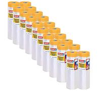 tesa Easy Cover 4402 Precision Standard - Pack of 20 - Painter's Film with Painter's Tape for Masking and Covering - 2-in-1 Masking Tape with Film - Colourless - Each 33 m x 1.4 m