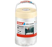 tesa Easy Cover UNIVERSAL 2-in-1 Protective Film and Tape - 25 m x 0.55 m | 2-in-1 painter's strip and plastic sheeting for quick masking and large-area surface protection during decorating