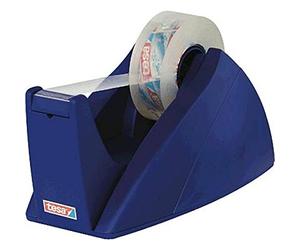 tesa Easy Cut Desk Dispenser Professional - Refillable, Nonslip Tape Dispenser for Adhesive Tape Rolls Up to 33 m x 19 mm - Blue