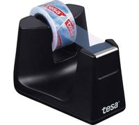 tesa Easy Cut SMART Tape Dispenser for Tables - Compact Tabletop Dispenser with Anti-Slip Technology for Adhesive Tape, incl. 1 roll of tesafilm eco and clear, black