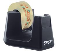 tesa Easy Cut Smart + Transparent tesafilm - Robust Dispenser with Non-Slip Function in Black and Transparent Adhesive Film