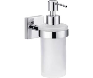tesa® Ekkro soap dispenser, high gloss chromed metal, self-adhesive, adhesive mounting technology, 170mm x 70mm x 125mm